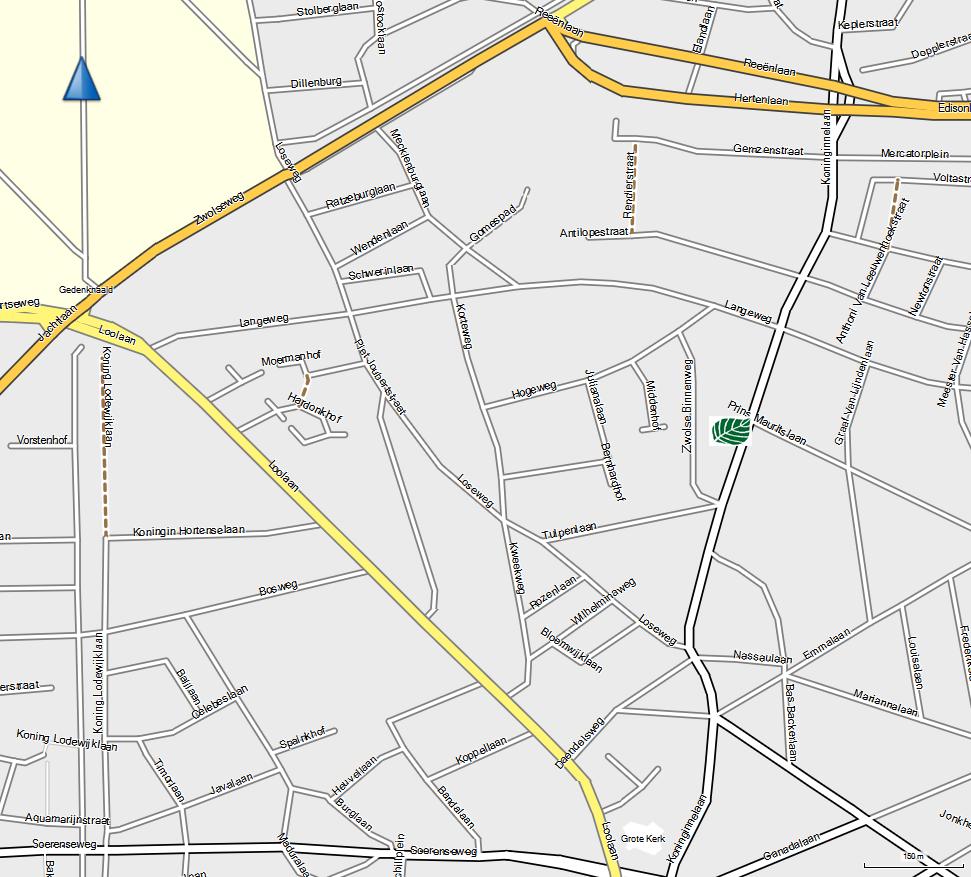 Afbeelding: Wegenkaart met daarop de locatie van Biologische winkel Gimsel / De Groenterij